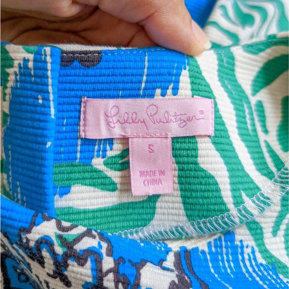 Lilly Pulitzer Layton Sea Oat Ikatty Blue Floral Print Shift Mini Dress Small - Picture 9 of 10